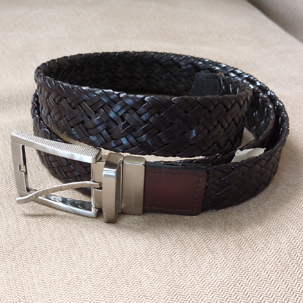 Nike Golf E.86 Woven Leather Belt In Dark Brown